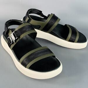 BALLY Size 7 Jere Black Charcoal Nylon Rubber Sole Buckle Sandals